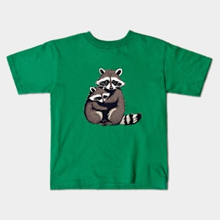 Racoon, Mom and Baby, Mothers Day Kids T-Shirt